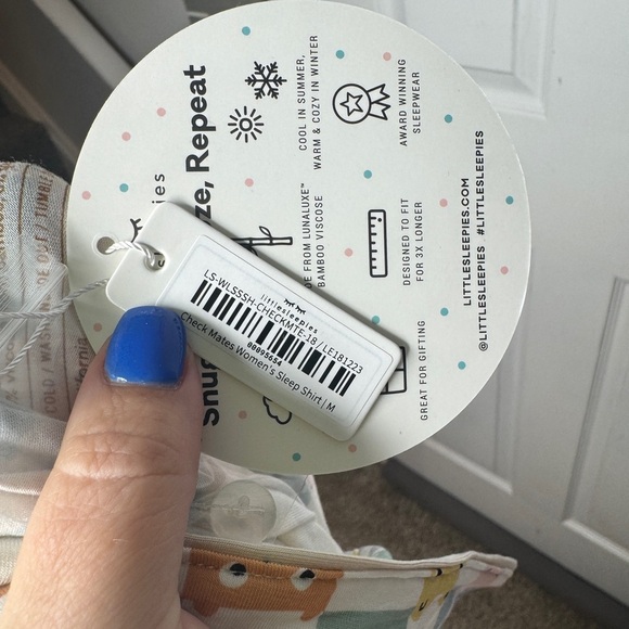 LITTLE SLEEPIES NWT Woman’s Checkmate Nightgown Size M Bamboo - Picture 4 of 6